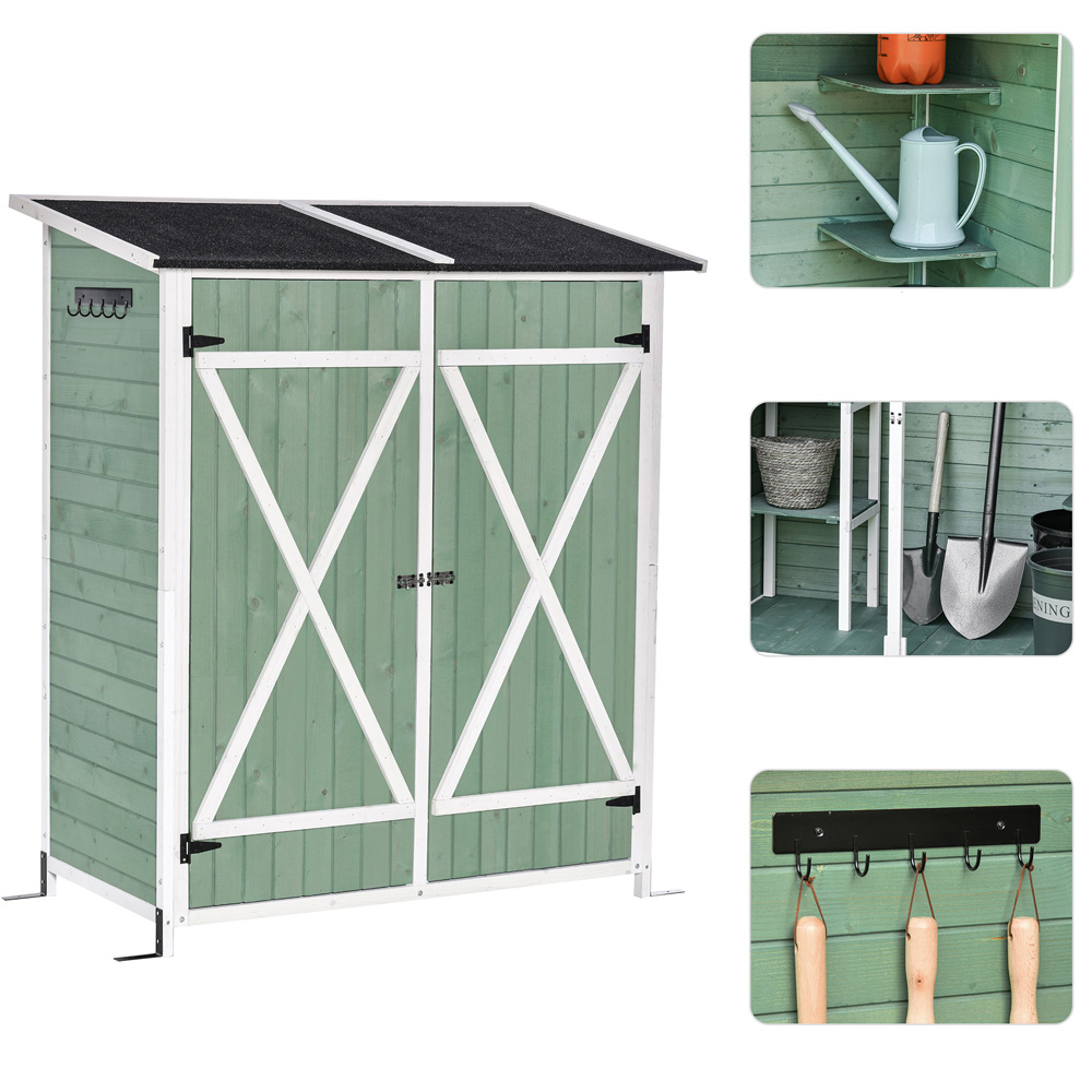 Outsunny 4.2 x 2.3ft Green Garden Storage Shed Image 5
