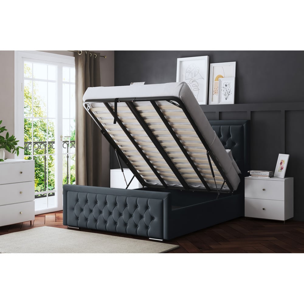 DS Living Allegra Super King Steel Upholstered Ottoman Bed with Headboard Image 5