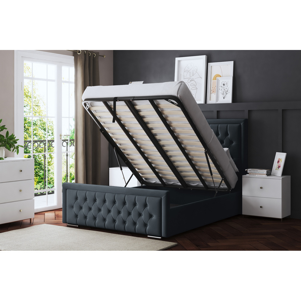 DS Living Allegra King Size Steel Upholstered Ottoman Bed with Headboard Image 5