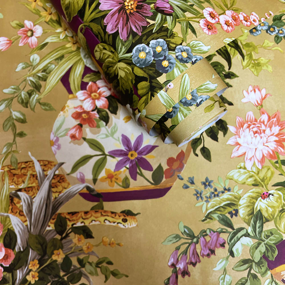 Holden Decor Floral Vase Ochre Wallpaper Image 2