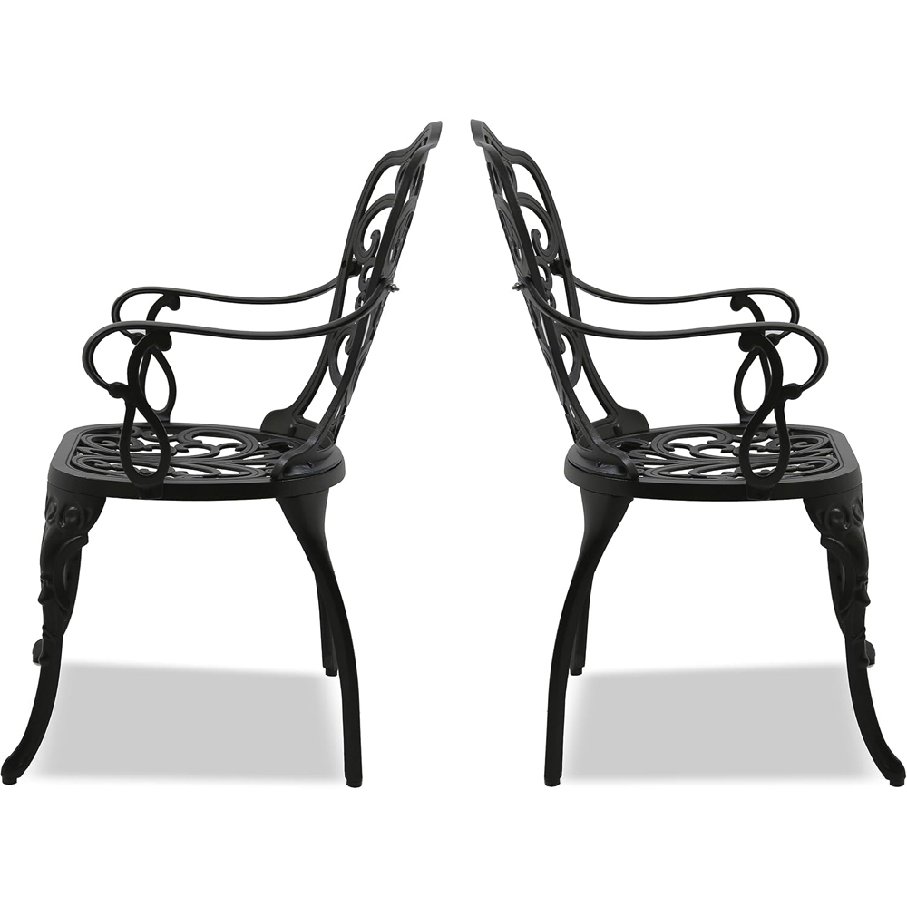 Centurion Bangui Set of 2 Black Garden Bistro Chairs with Armrests Image 5