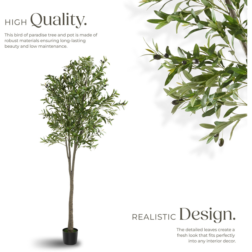 tectake Artificial Olive Tree in Pot 210cm Image 3