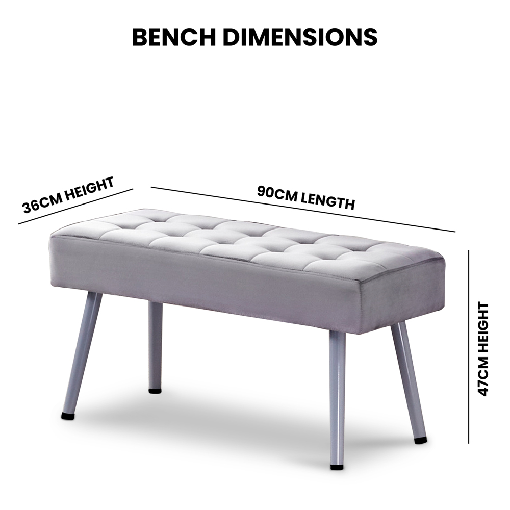 Kosy Koala 4 Seater Dining Set with Bench Dark Grey and Grey Velvet Image 5