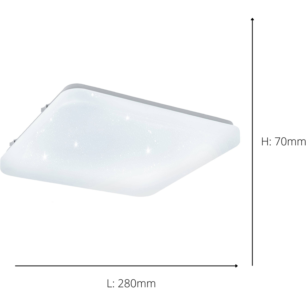 EGLO Frania-S Metal and Plastic Square White Crystal Effect Integrated LED Flush Light Image 4