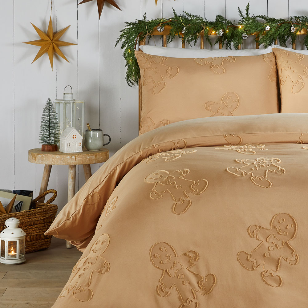 Duvet Day Single Gingerbread Tufted Soft Touch Reversible Duvet Set Image 3