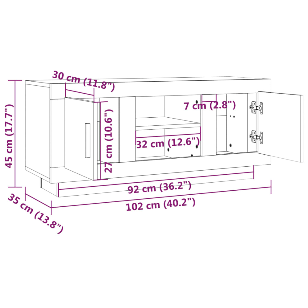 vidaXL 2 Door 2 Drawer Grey Sonoma TV Cabinet Image 8