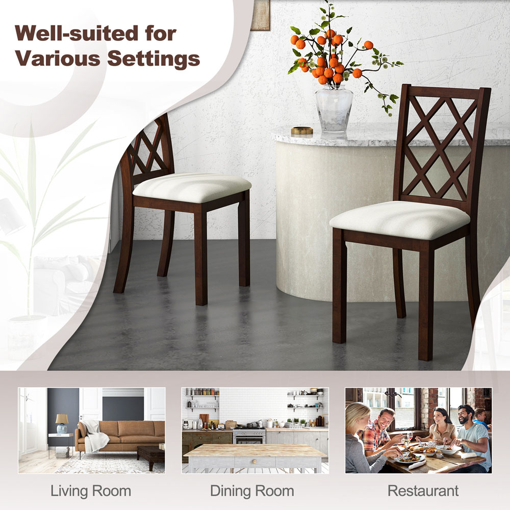 Costway Set of 2 Brown Dining Chairs with Inclined Backrest Image 5