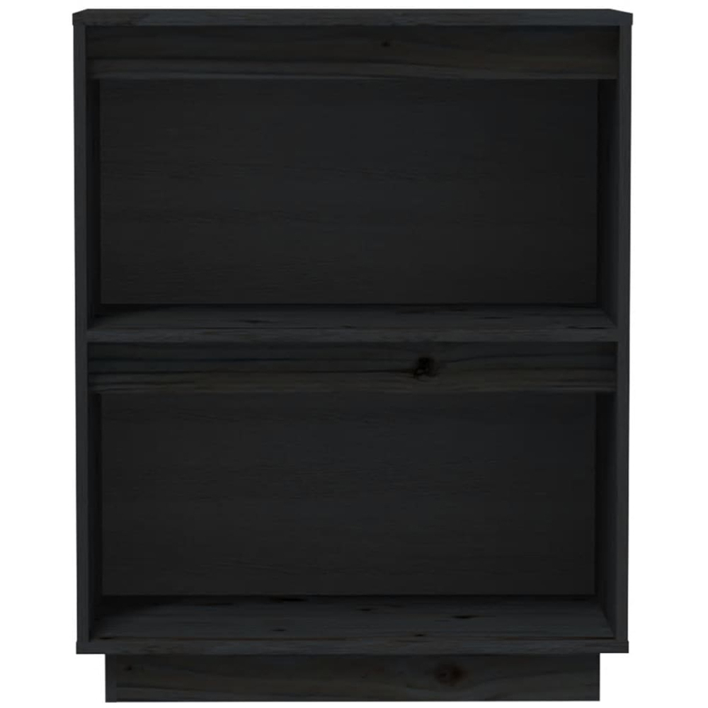 vidaXL 2 Open Shelf Black Solid Pine Wood Console Cabinet Image 4