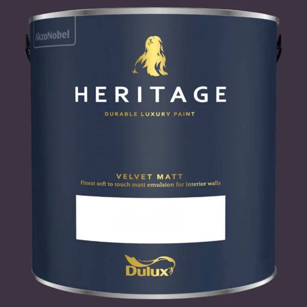 Dulux Heritage Walls and Ceilings Dark Aubergine Velvet Matt Emulsion Paint 2.5L Image 2