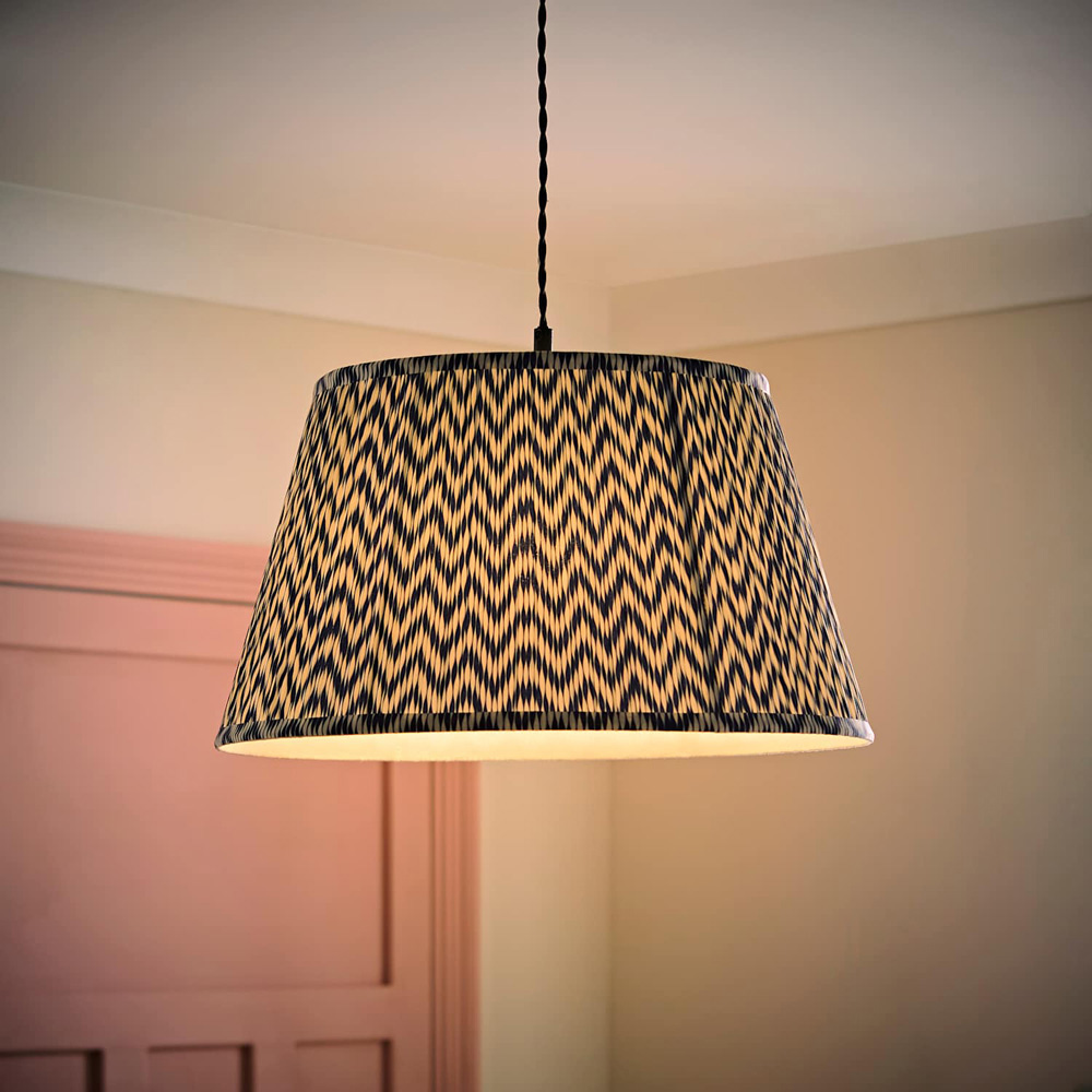 ValueLights Saffira Navy Chevron Pleated Tapered Large Lamp Shade 45cm Image 2