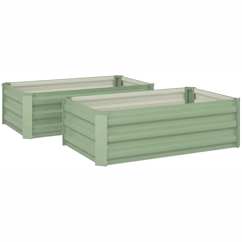 Outsunny Light Green Raised Garden Bed with Metal Stakes Set of 2 Image 1