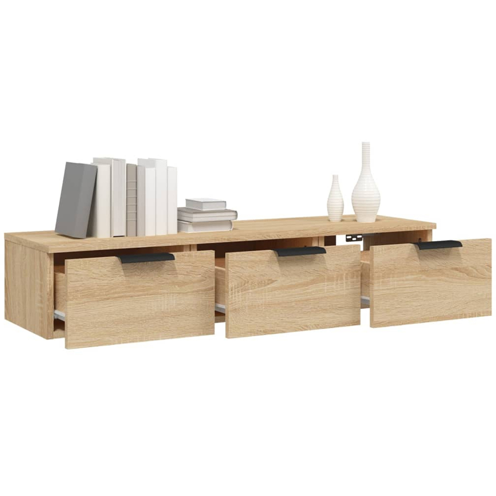 vidaXL 3 Drawer Sonoma Oak Wall Mounted Cabinet Image 3