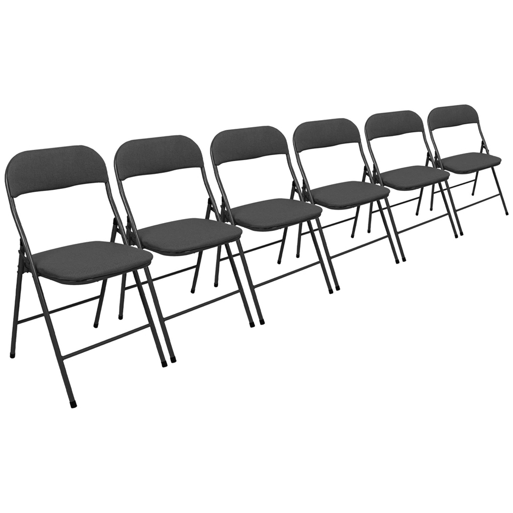 Harbour Housewares Set of 6 Black Fabric Padded Metal Foldable Chair Image 2