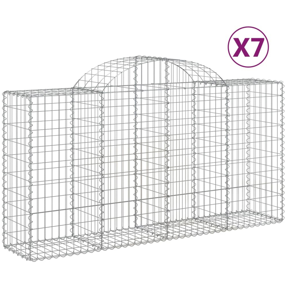 vidaXL Silver Galvanised Iron Arched Gabion Basket 200 x 50 x 100/120cm 7 Pack Image 4
