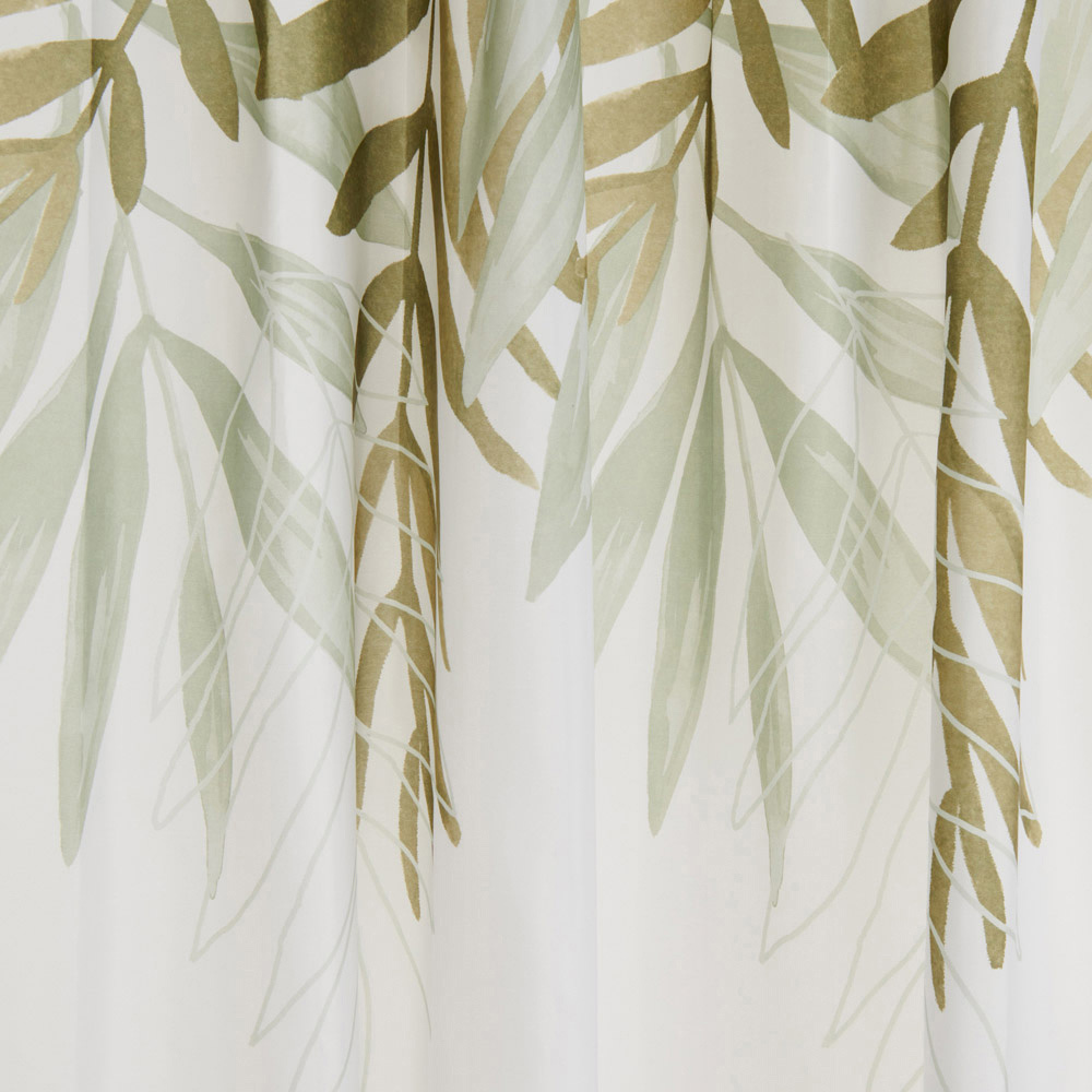Wilko Shower Curtain Green Leaves 180cm Image 2