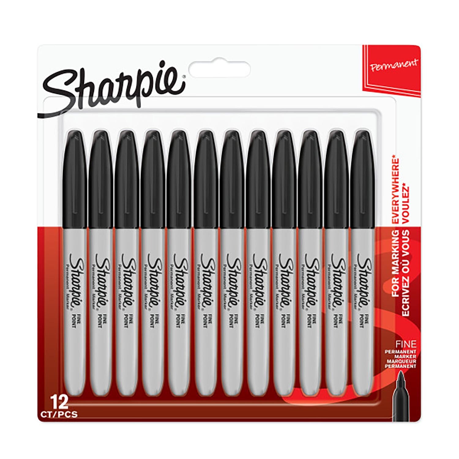Sharpie Black Permanent Marker Pen 12 Pack Image