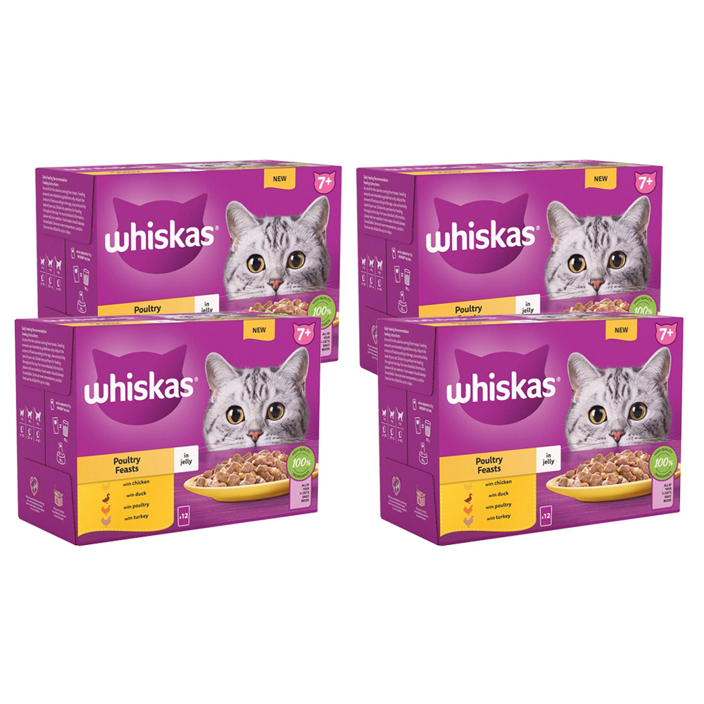 Whiskas Poultry Selection in Jelly Senior Wet Cat Food Pouches 85g Case of 4 x 12 Pack Image 1