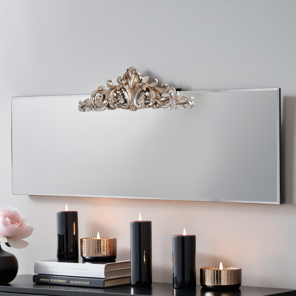 Yearn Lombardy Crested Mantle Wall Mirror 51 x 119cm Image 2