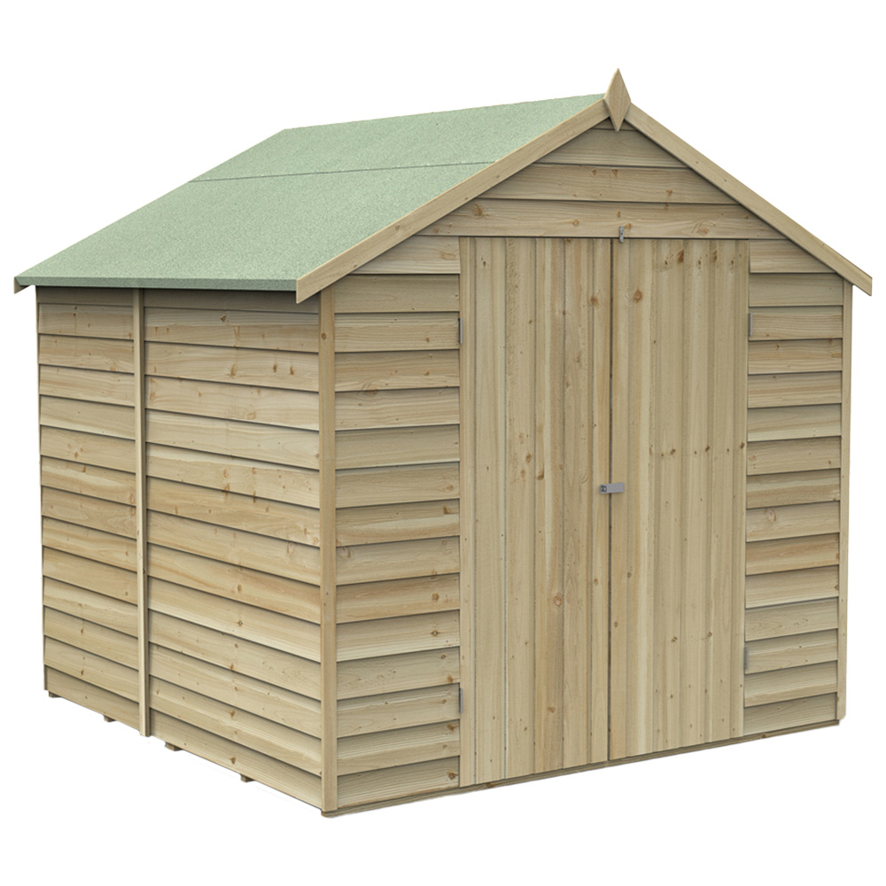 Forest Garden 7 x 7ft Double Door Pressure Treated Overlap Apex Shed Image 1