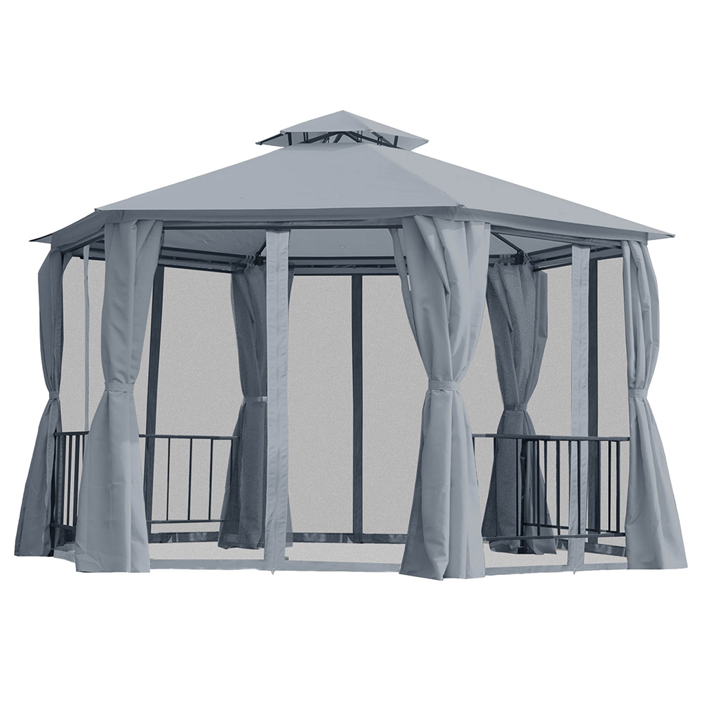 Outsunny 3 x 3m 3 Tier Grey Canopy Gazebo with Sides Image 3