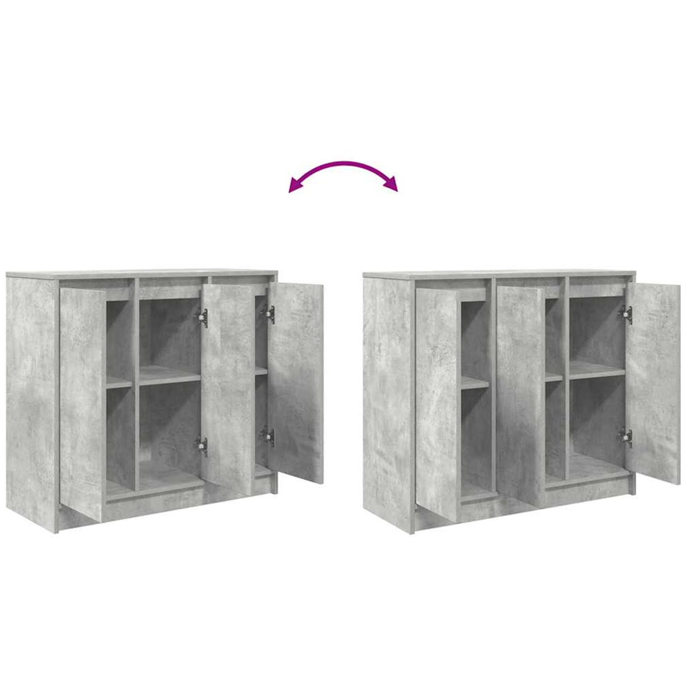 vidaXL 3 Door Concrete Grey Wooden Sideboard Image 8