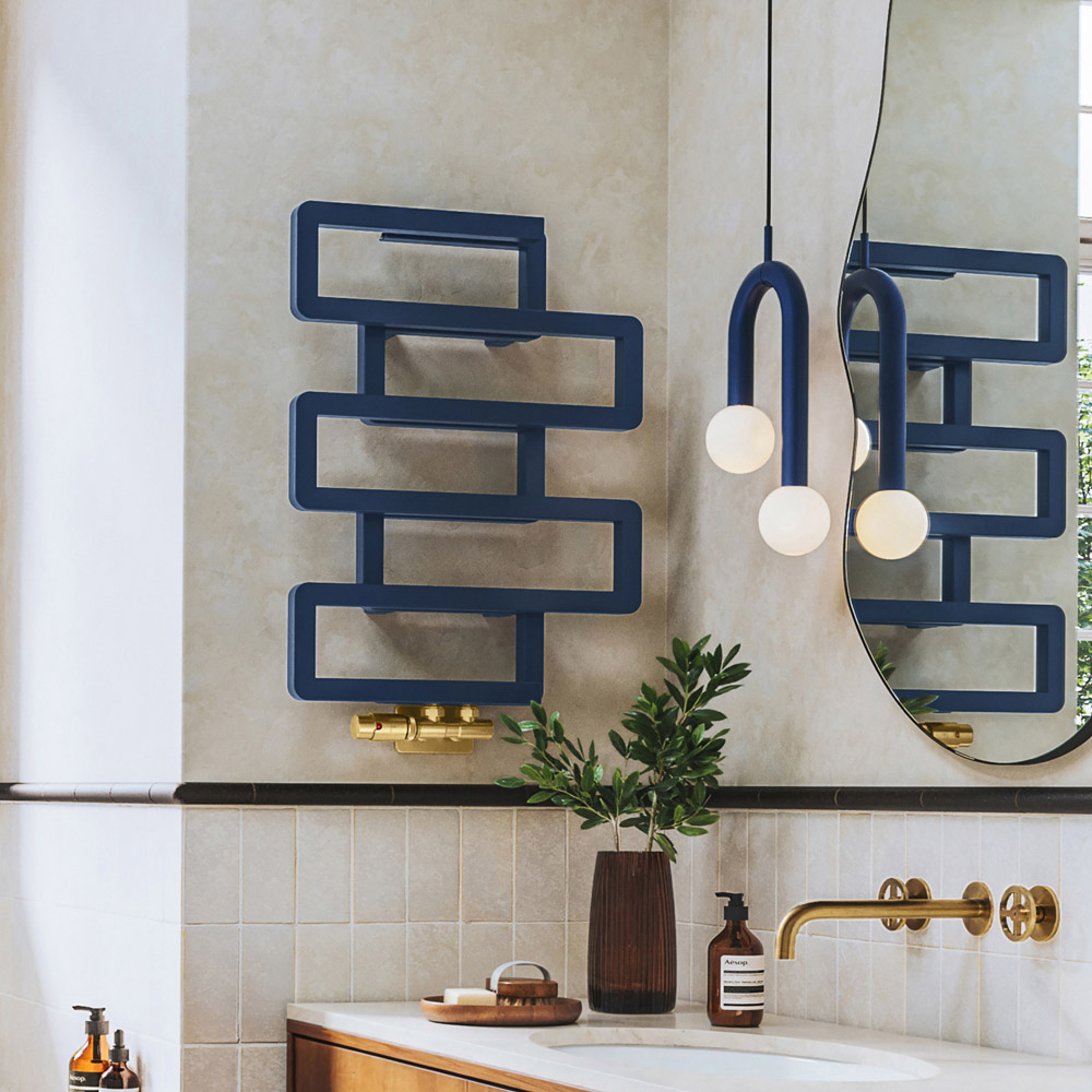 Terma Bookie Denim Blue Heated Towel Rail 655 x 500mm Image 2