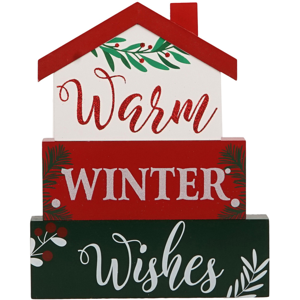 Warm Winter Wishes House Block Christmas Ornament Image 1