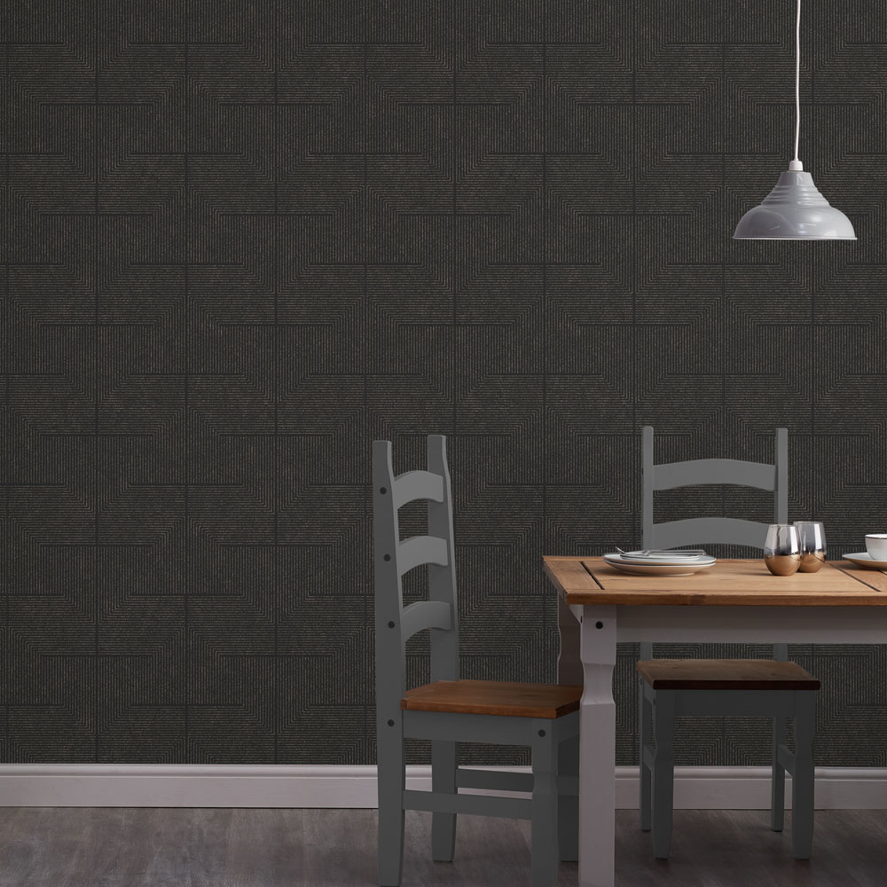 Superfresco Colours Illusion Charcoal Wallpaper Image 3