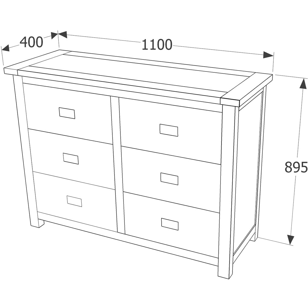 Core Products Dunkeld 6 Drawer Midnight Blue Wide Chest of Drawers Image 4