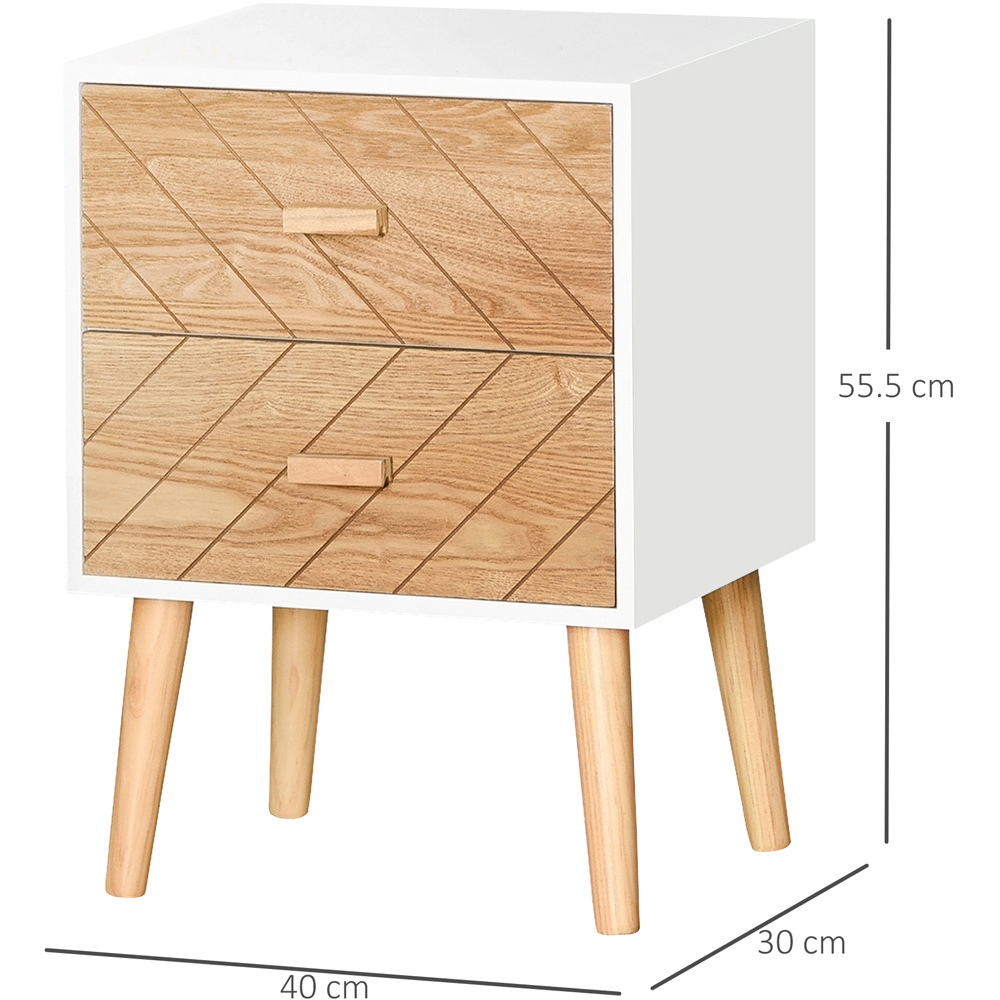 Portland Nordic 2 Drawer White Wooden Bedside Table Image 8