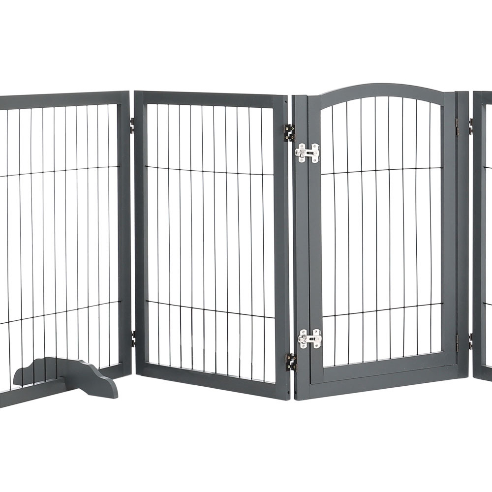 H&O Direct 6 Panel Grey Freestanding Wooden Foldable Pet Playpen Image 3