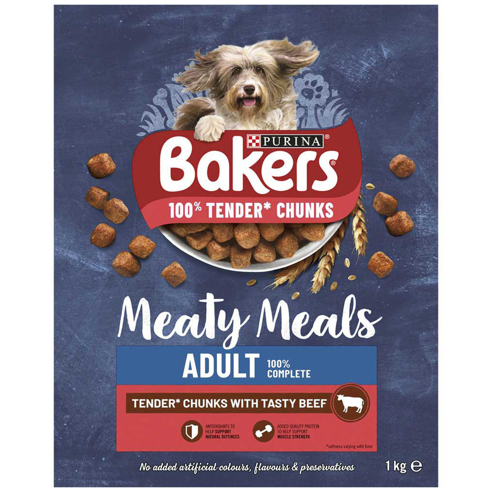 Bakers Meaty Meals Adult Dry Dog Food Beef 1kg Image 3