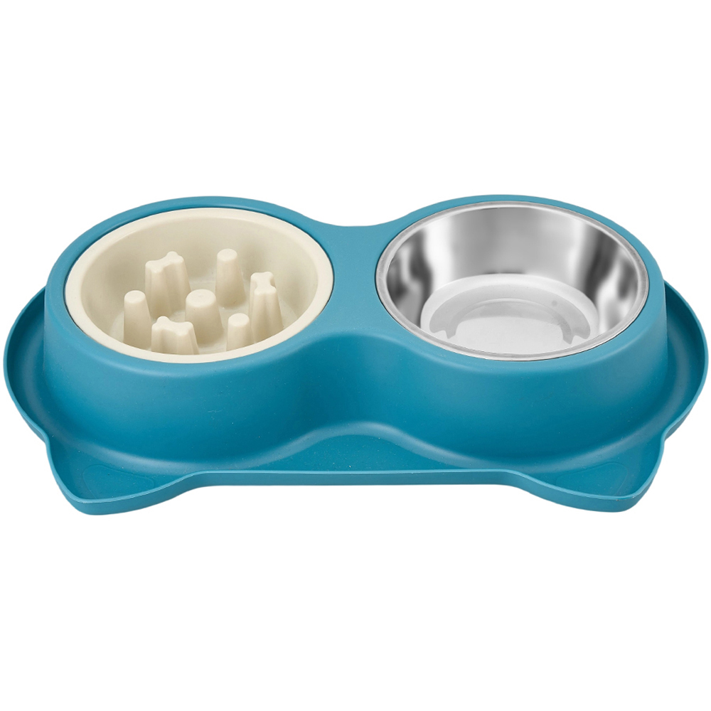 H&O Direct Blue Dual Bowl Pet Feeder Image 1