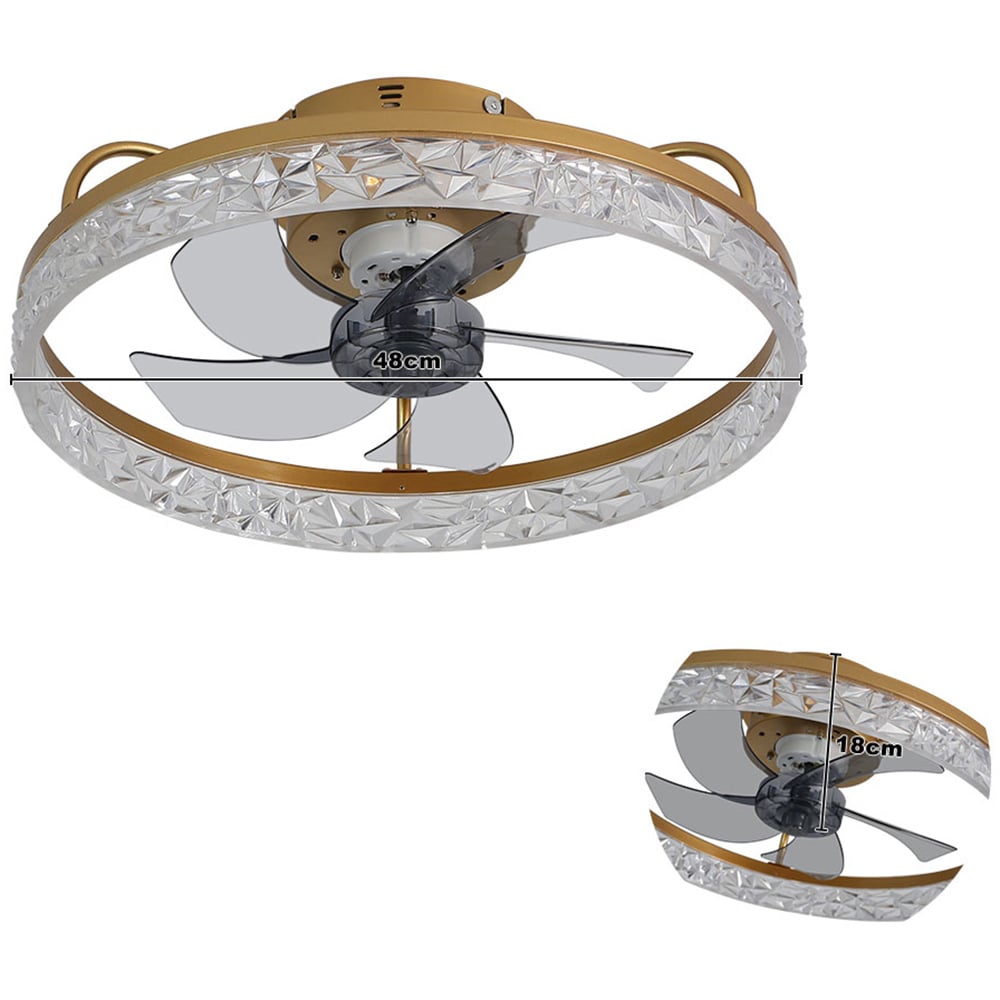 Living and Home Gold Crystal LED Ceiling Fan Light with Remote 19 inch Image 9