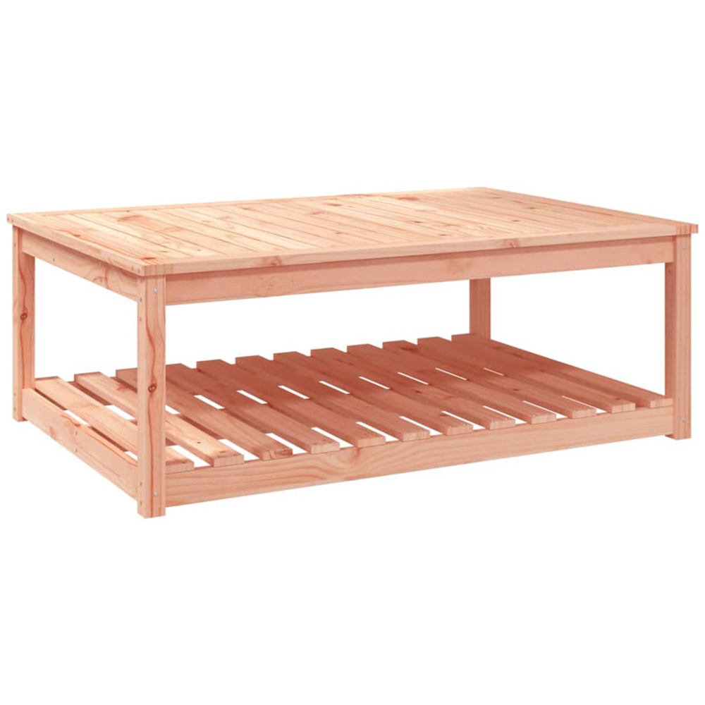 vidaXL Single Shelf Natural Solid Douglas Wood Slatted Garden Table 121 x 82.5cm Image 2