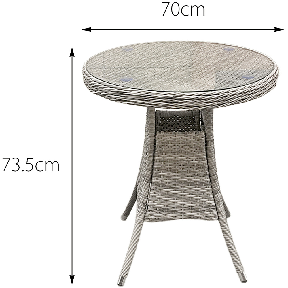 Oseasons Hampton 2 Seater Dove Grey Rattan Bistro Set with Light Grey Cushions Image 8