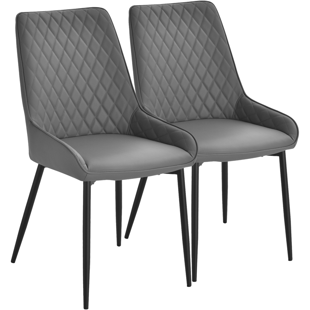 Portland Set Of 2 Grey PU Leather Dining Chair Image 2