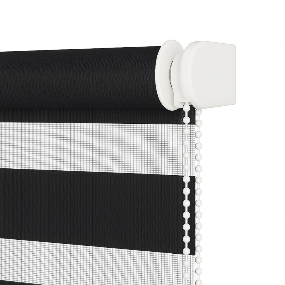 New Edge Blinds Black Day and Night Zebra Roller Blind 130cm Image 3