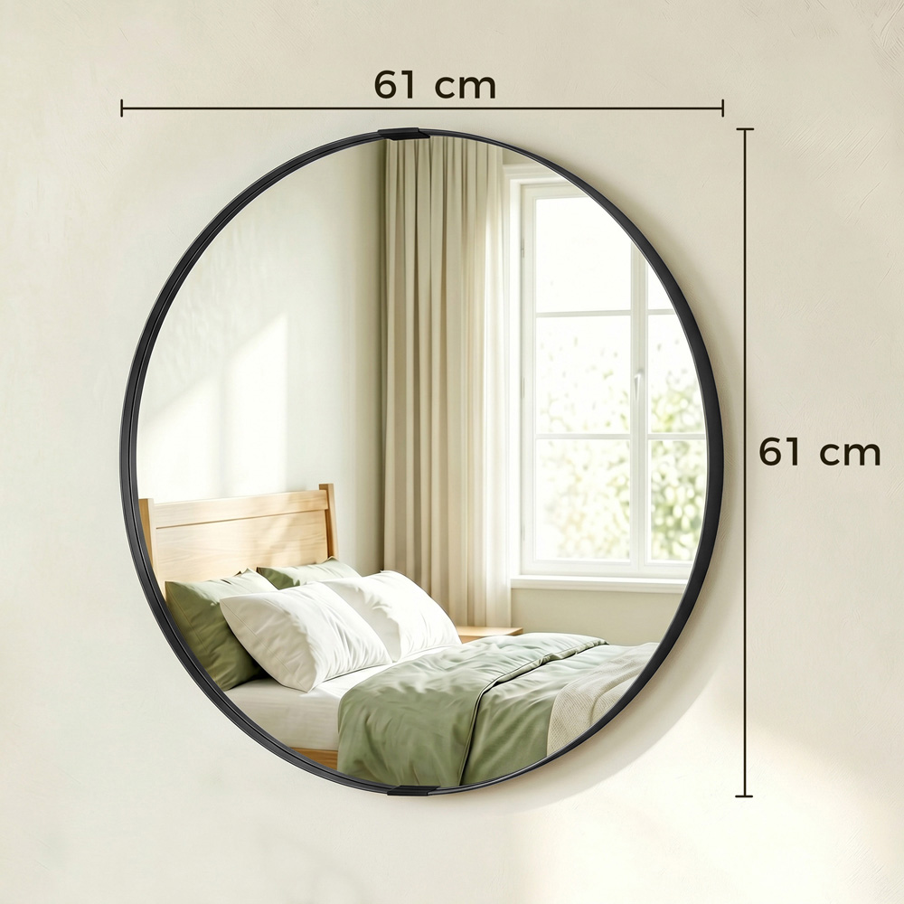 HOMCOM Black Wall Mounted Bathroom Mirror 61cm Image 9