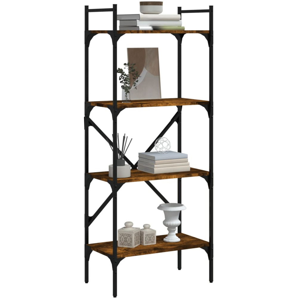 vidaXL 4 Shelf Smoked Oak Bookcase Image 3