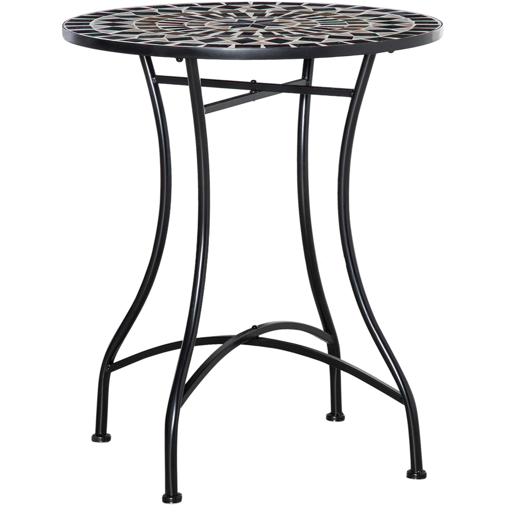 Outsunny Mosaic Round Bistro Table Black Image 2