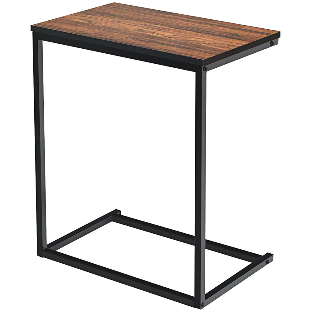Costway Brown Industrial Styled C Shaped Side Table Image 2