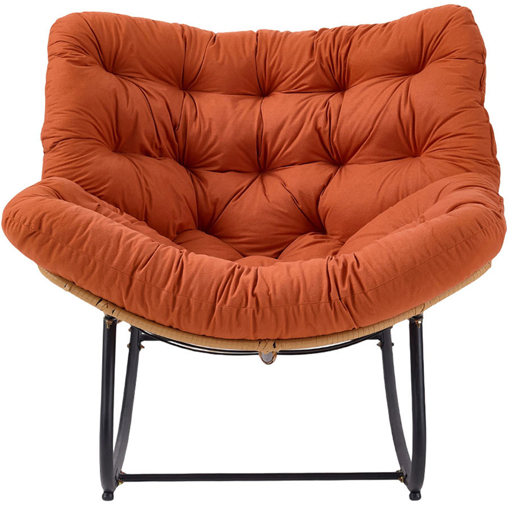 Living and Home Orange PE Rattan Rocking Chair with Cushion Image 3