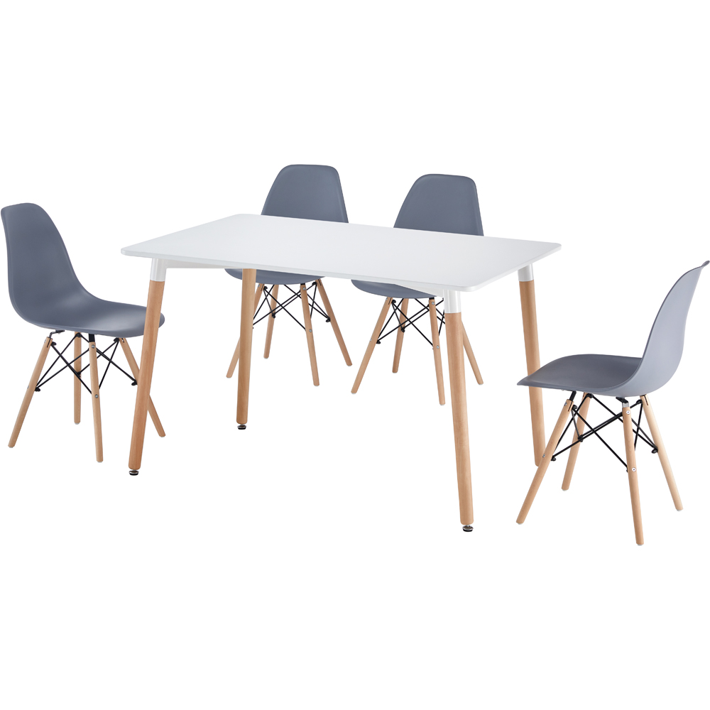 Comfy Living 4 Seater Metal Detailing Dining Set White and Grey Image 2