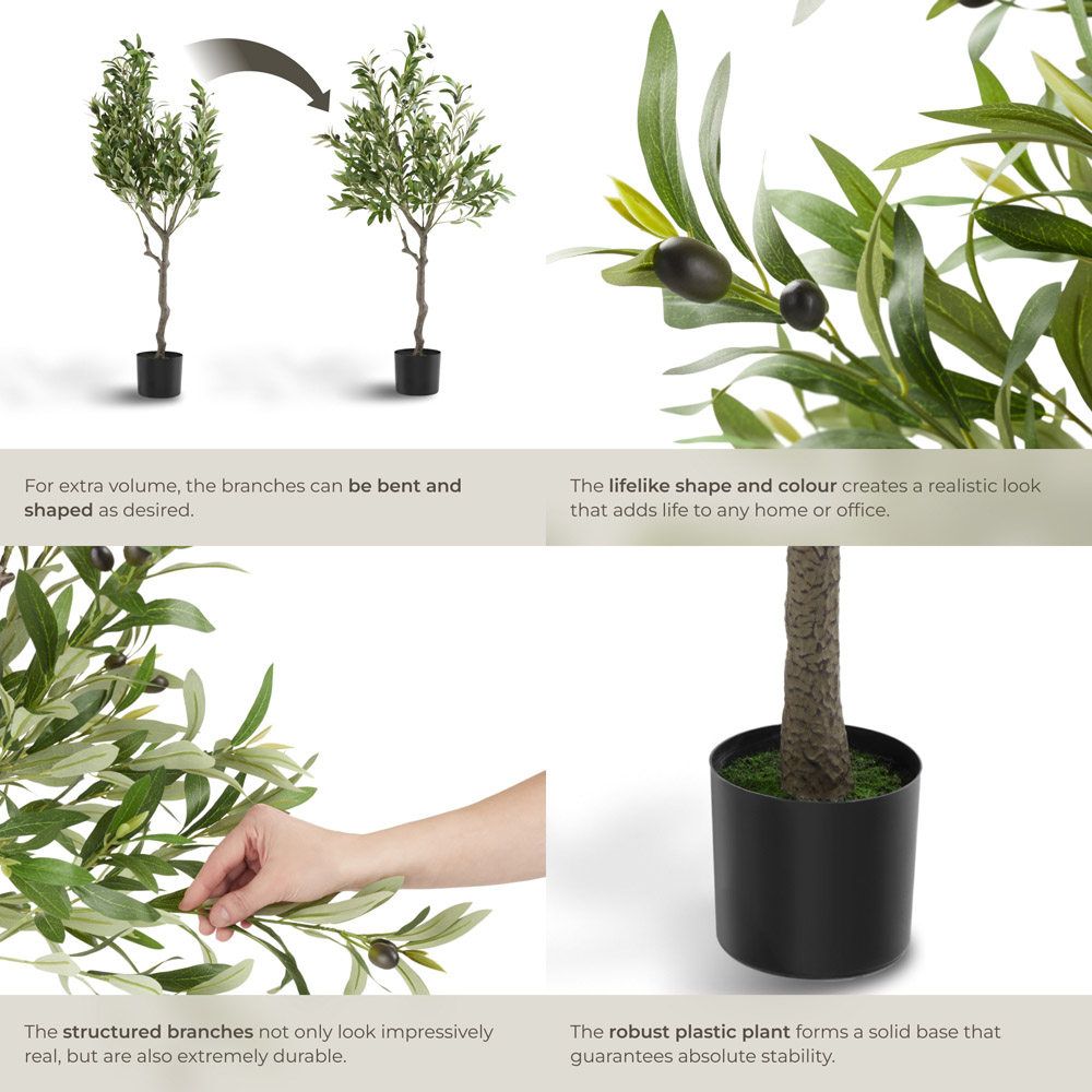 tectake Artificial Olive Tree in Pot 120cm Image 4