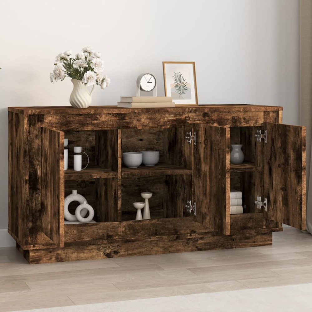 vidaXL 3 Door Smoked Oak Sideboard Image 1