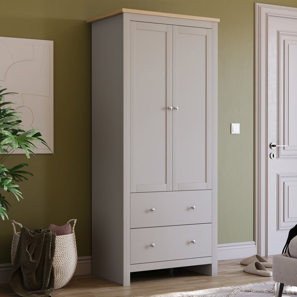 Vida Designs Arlington 2 Door 2 Drawer Grey Wardrobe Image 1