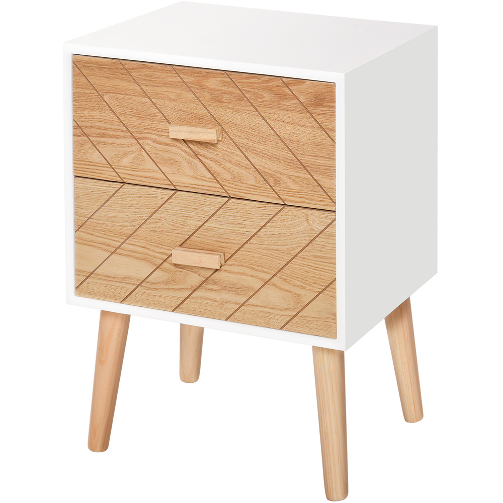 Portland Nordic 2 Drawer White Wooden Bedside Table Image 2