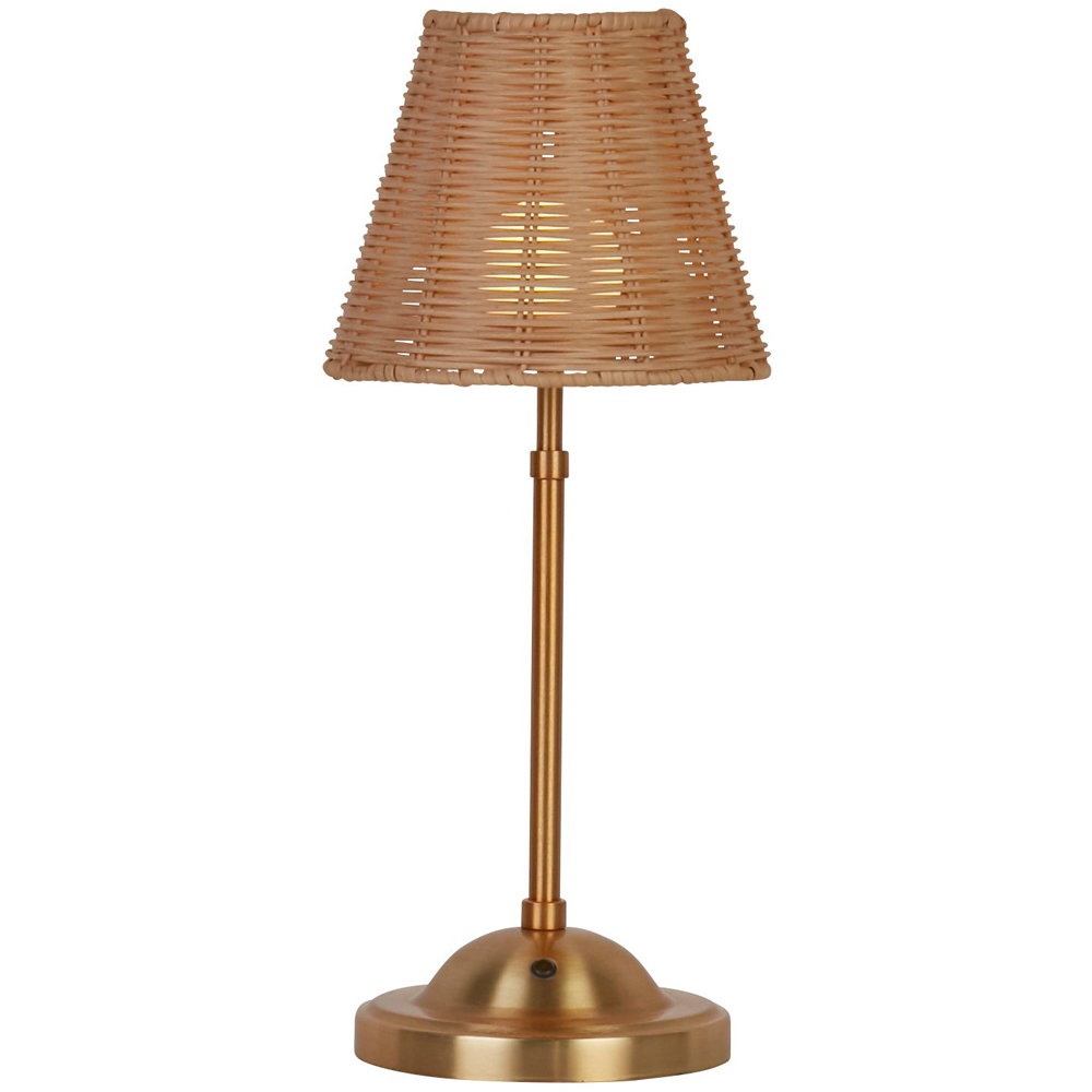 Lighting Collection Tusk Natural Rattan Rechargeable Table Lamp Image 3