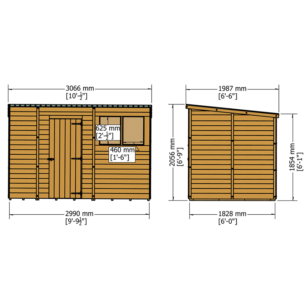 Shire 10 x 6ft Overlap Pent Shed Image 4
